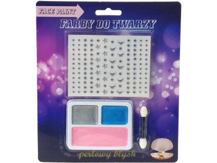Barvy na obličej dětské perleťové 3 barvy se samolepkami