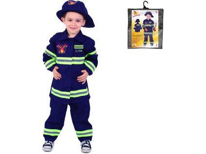 KARNEVAL Šaty hasič český potisk vel. M (117-128cm) 6-8 let *KOSTÝM*