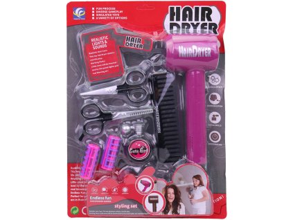 Kadeřnický dětský set s funkčním fénem a doplňky na baterie Světlo Zvuk