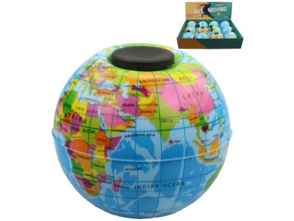 Míček gumový spiner planeta zeměkoule 8cm točící se antistresová