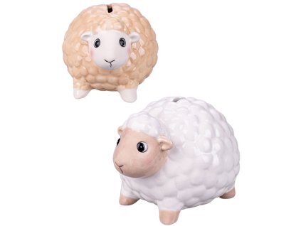 Pokladnička zvířátko ovečka porcelánová dětská kasička 2 barvy