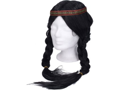 KARNEVAL Paruka indián černá s copánky *KARNEVALOVÝ DOPLNĚK*