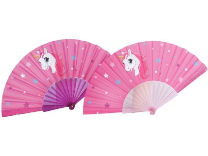 Vějíř dětský jednorožec holčičí unicorn 2 barvy plast