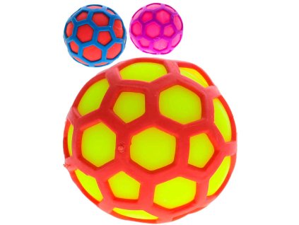 Míček hexagon strečový 6,5cm síťkový bublinový balónek 3 barvy plast