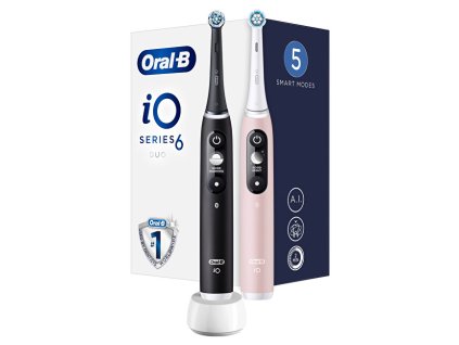oral b elektricky zubni kartacek io6 series duo pack black pink sand extra handle 2 ks 14871863091522
