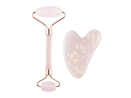 palsar 7 masazni valecek a desticka guasha ruzenin rose quartz jade roller gua sha set 14767731103451