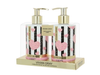 vivian gray kosmeticka sada telove pece love bomb mydlo na ruce 250 ml mleko na ruce 250 ml 1461043420201005165643