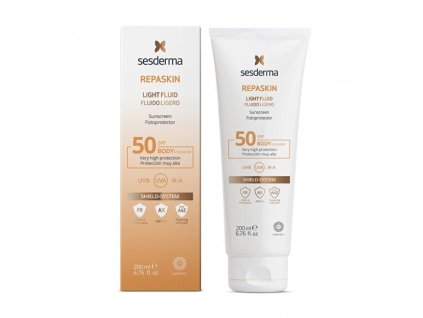 sesderma lehke telove mleko na opalovani spf 50 repaskin light fluid sunscreen 200 ml 14991772192228