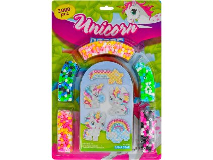 Zažehlovací korálky jednorožec 2000ks holčičí kreativní set s 5 předlohami