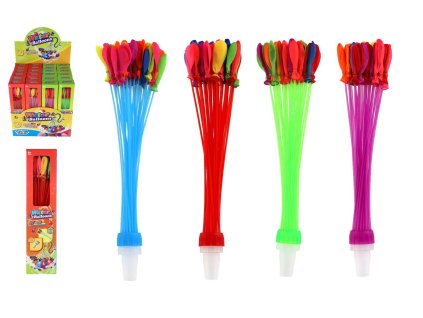 Vodní bomby sada 37ks s nástavcem na kohoutek 2 barvy v krabičce 6x25x3cm 24ks v boxu