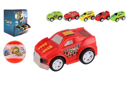 Koule s překvapením auto plast 5cm na zpětné natažení mix druhů 36ks v boxu