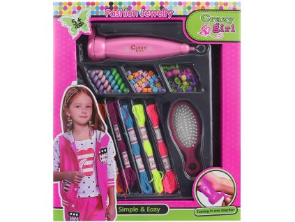 Zaplétač korálků dětský holčičí set s korálky s bavlnkami a hřebínkem