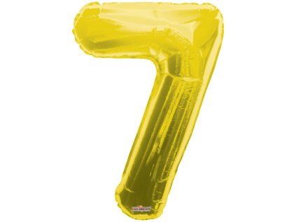 Party balonek nafukovací 86cm Číslice 7 zlatý velký foliový vzduch i helium