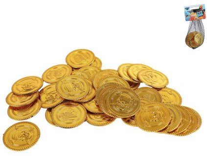 Mince dětské zlaté plastové pirátské peníze set 40ks v síťce