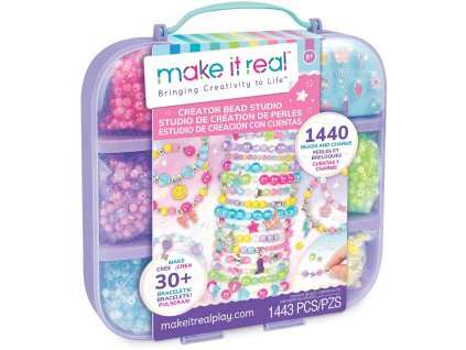 MAKE IT REAL Box na výrobu náramků dětský kreativní set 1440 korálků