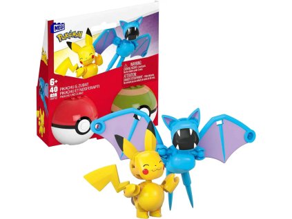 Pokémon Megablok set 2x Pokéball Pikachu + Zubat stavebnice 40 dílků