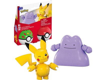 Pokémon Megablok set 2x Pokéball Pikachu + Ditto stavebnice 42 dílků