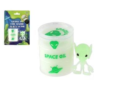 Sliz - hmota 6cm svítící ve tmě + mimozemšťan na kartě 12,5x17x5cm