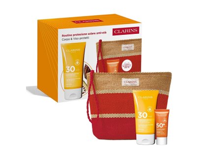 clarins darkova sada anti aging sun protection routine kit 14997683072812
