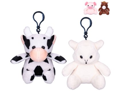 PLYŠ Klíčenka zvířátko farma přívěsek na klíče 4 druhy