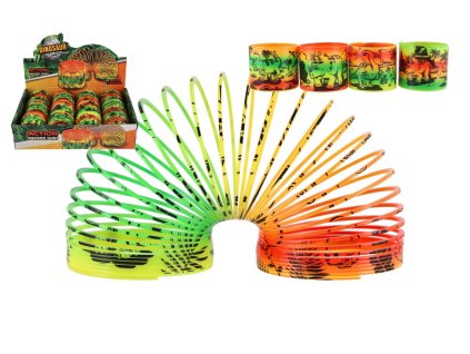 Spirála/pružina dinosaurus plast průměr 7,5cm v sáčku 12ks v boxu