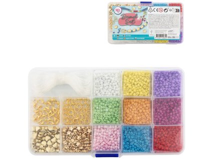 Výroba šperků dětský kreativní set navlékací korálky se zlatými přívěsky