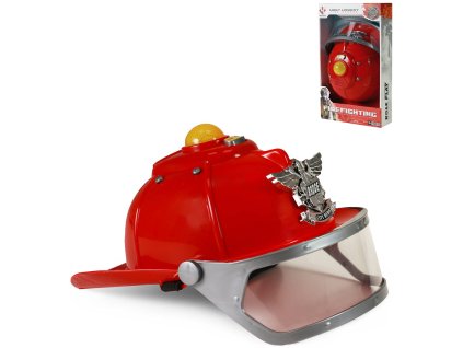 Hasičská dětská helma plastová přilba na baterie Světlo Zvuk