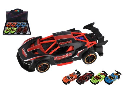 Auto závodní kov/plast 14cm na zpětné natažení 4 barvy 8ks v boxu