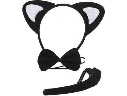 KARNEVAL Kočka set čelenka, ocas, motýlek *KARNEVALOVÝ DOPLNĚK*