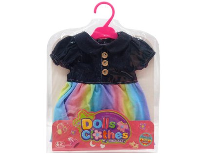 Oblečení pro panenku 35cm obleček duhové šatičky set s ramínkem
