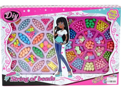 Korálky navlékací velký kreativní set s přívěsky výroba dětská bižuterie