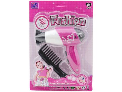 Kadeřnický dětský herní set fén s hřebínkem na baterie 2 barvy