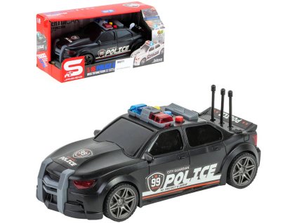 Auto sportovní policejní černé na setrvačník policie na baterie Světlo Zvuk