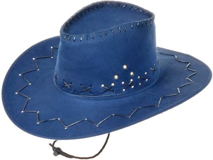 KARNEVAL Klobouk kovboj modrý semiš *KARNEVALOVÝ DOPLNĚK*