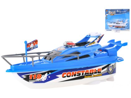 Člun policejní pátrací 22cm do vody na baterie 2 barvy plast