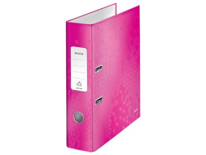 Pákový pořadač Leitz WOW 180° - A4, 8 cm, růžový