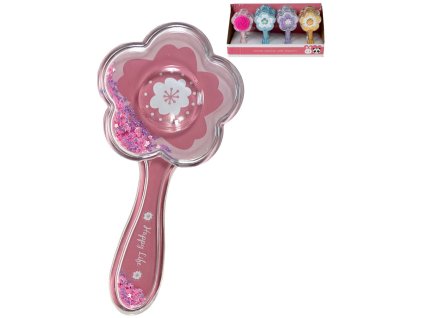 Kartáč dětský hřeben na vlasy s konfetami květina 4 barvy