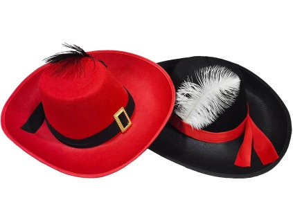 KARNEVAL Klobouk mušketýrský 2 barvy *KARNEVALOVÝ DOPLNĚK*
