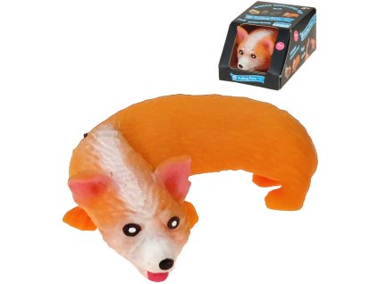 Pejsek strečový mačkací zvířátko antistresové natahovací v domečku