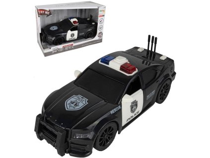 Auto černé policejní 1:20 Policie na baterie Světlo Zvuk