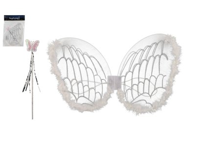 Křídla anděl s hůlkou nylon v sáčku 30,5x46x1cm karneval