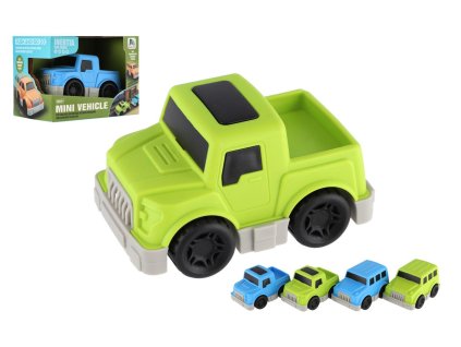 Auto mini plast 9cm na setrvačník 4 druhy v krabíčce 12x9x8cm