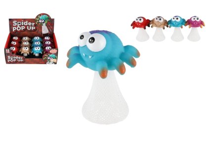 Hip Hop pavouk vyskakující plast 9cm 4 barvy 12ks v boxu