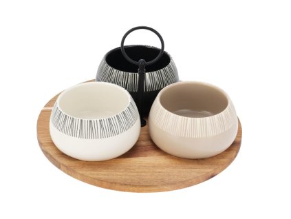EXCELLENT HOUSEWARE Sada misek na pochutiny servírovací s prkénkem 3 ks KO-210001230