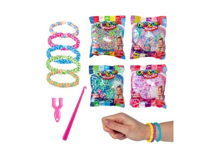 Udělej si svůj náramek - gumičky 5000ks + náčiní 4 barvy v sáčku 17x22cm