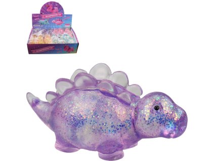 Dinosaurus třpytivý 12cm zvířátko mačkací strečové antistresové 4 barvy
