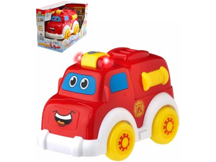 Autíčko baby veselé s obličejem hasiči na baterie Světlo Zvuk