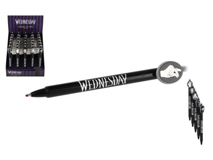 Tužka/pero gumovací Wednesday 15cm plast 6 druhů 30ks v boxu