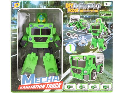 Transrobot skládací zelený auto popeláři montážní set s nástrojem 2v1