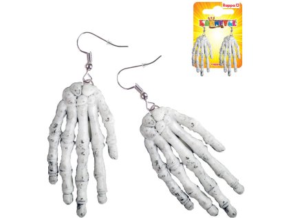 KARNEVAL Náušnice kostnaté ruce čarodějnice *KARNEVALOVÝ DOPLNĚK*